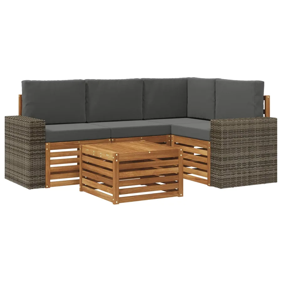 Ensemble de canapés d'extérieur 5 pcs Naturel et Anthracite - 2