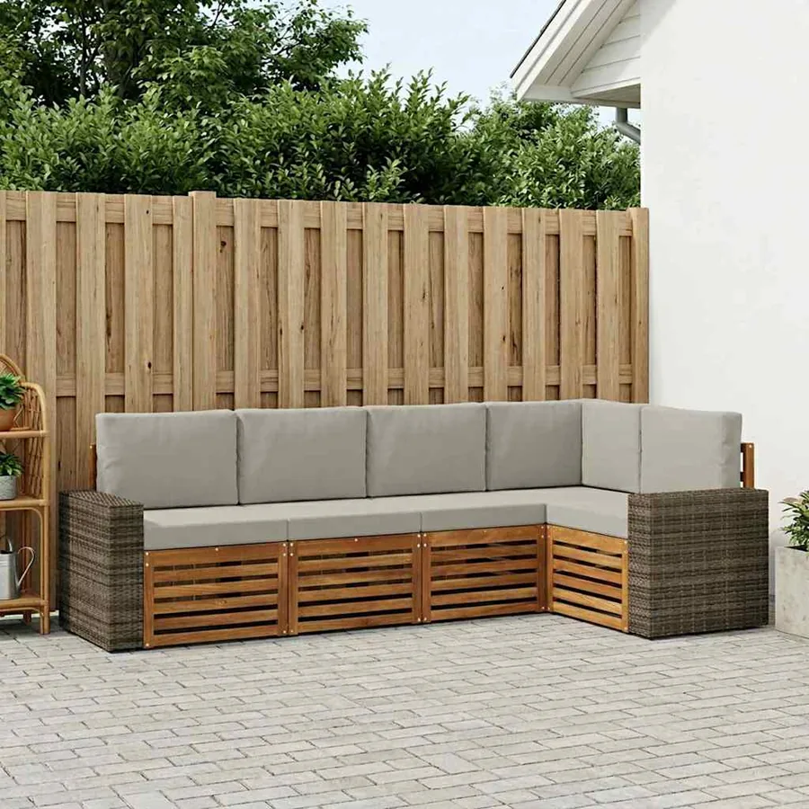 Ensemble de canapé d'angle 5 pcs Naturel et gris clair