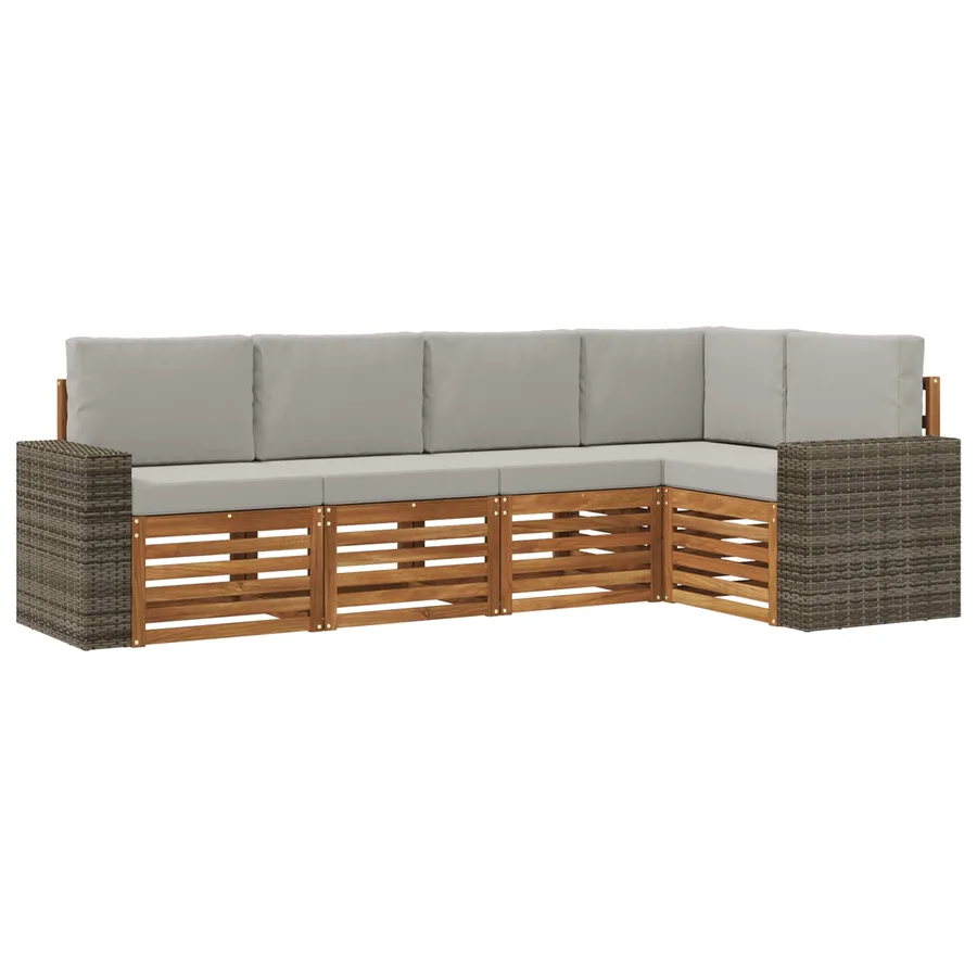 Ensemble de canapé d'angle 5 pcs Naturel et gris clair - 2