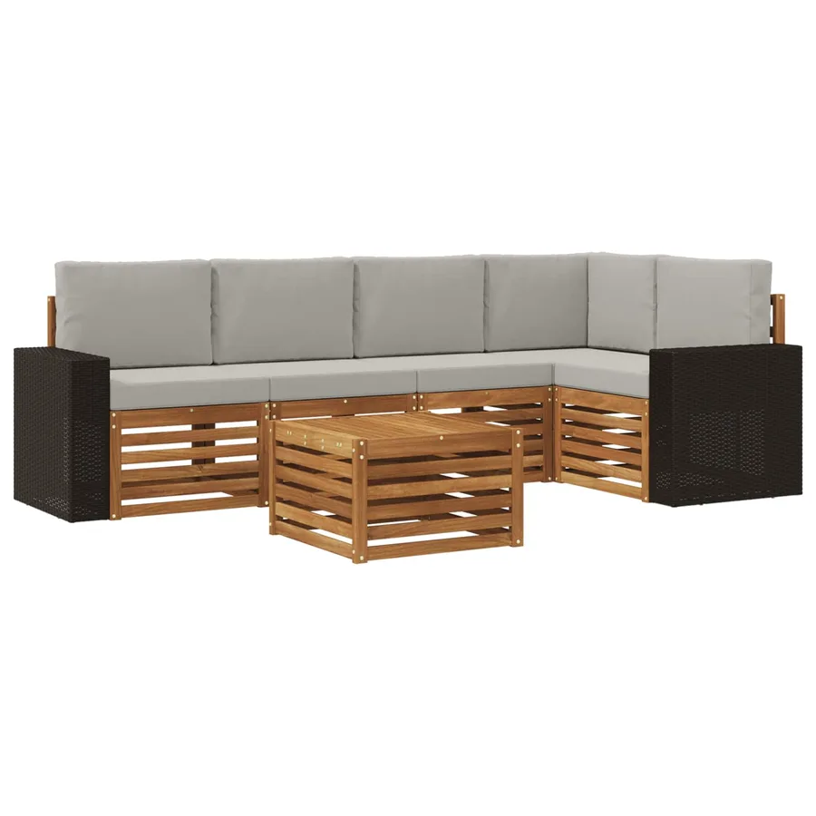 Ensemble de canapé d'angle 6 pcs Naturel et gris clair - 2