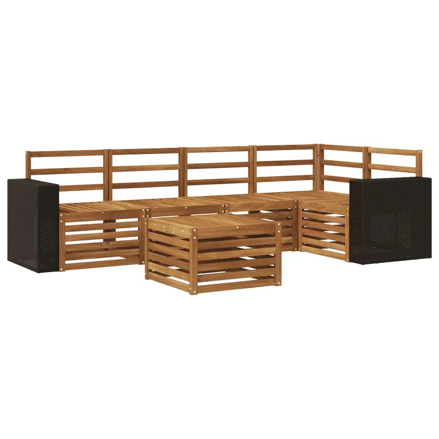 Ensemble de canapé d'angle 6 pcs Naturel Bois d'Acacia Massif - 2