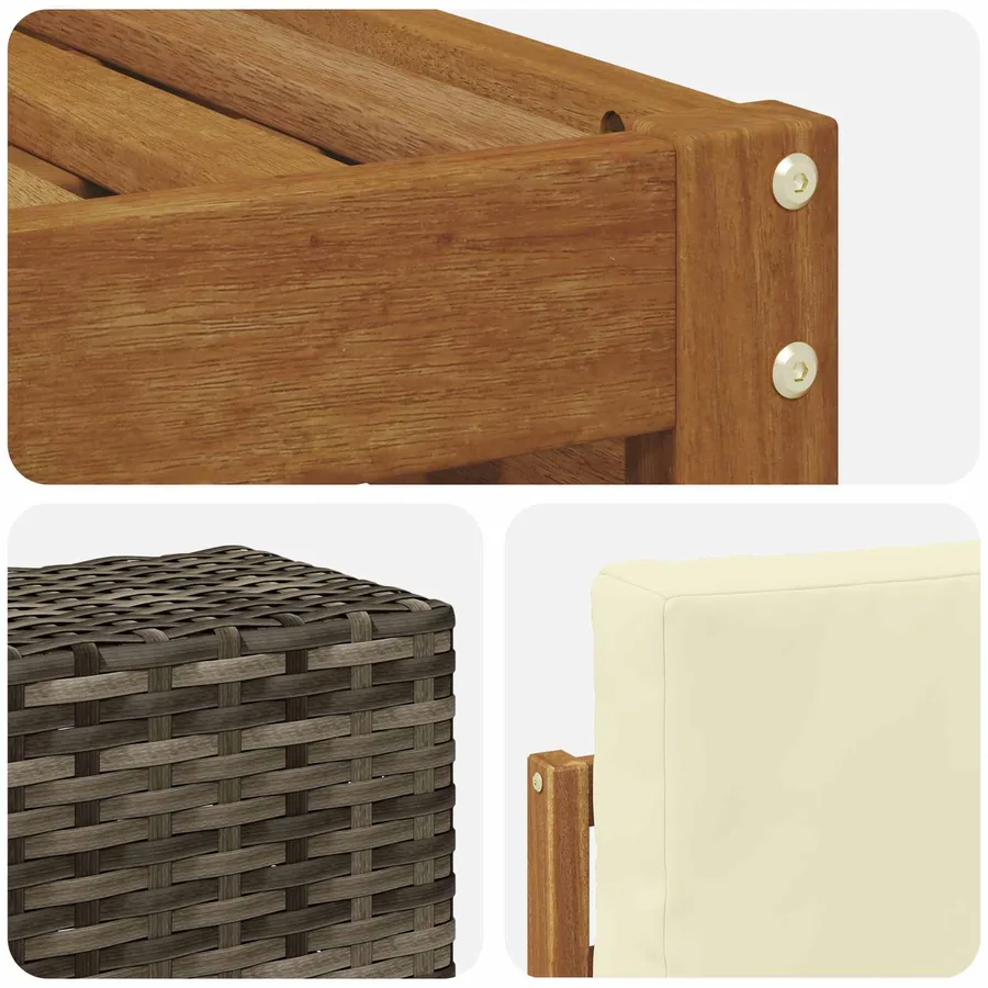 Ensemble de canapé d'angle avec coussin 7 pcs Naturel et Crème - 6