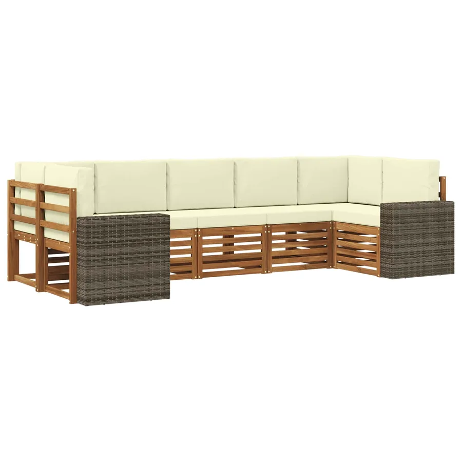 Ensemble de canapé d'angle 7 pcs Naturel et Crème Polyester - 2