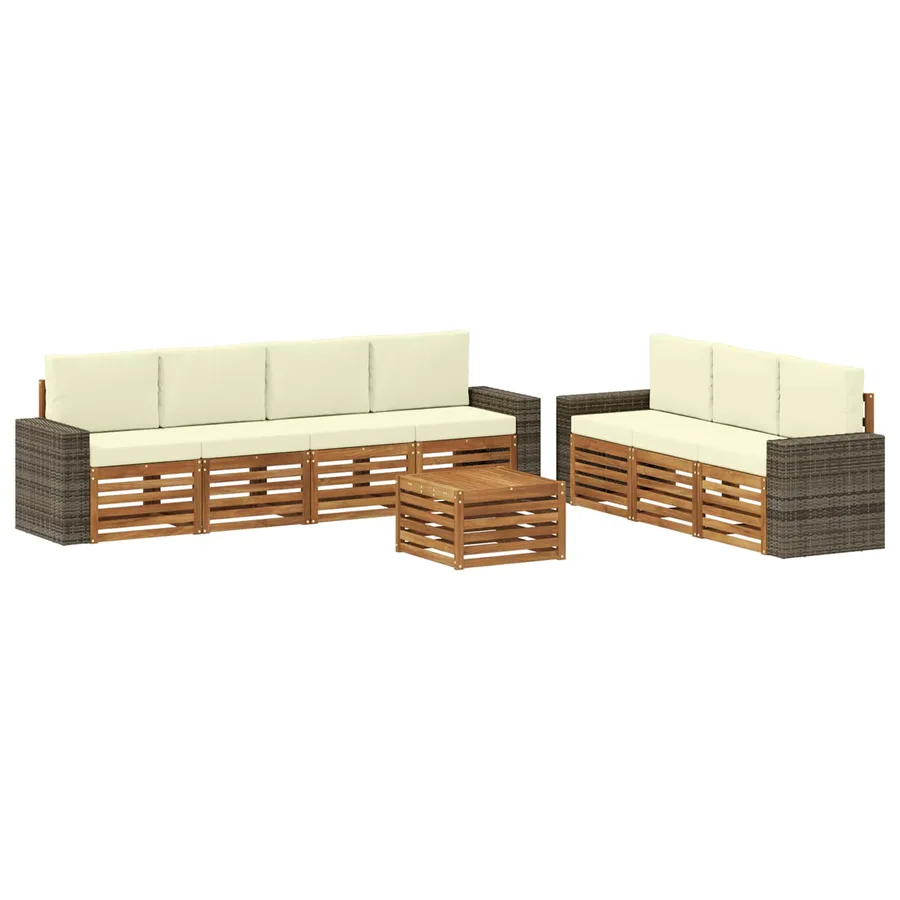 Ensembles de canapés avec coussin 8 pcs Bois d'Acacia Massif - 2
