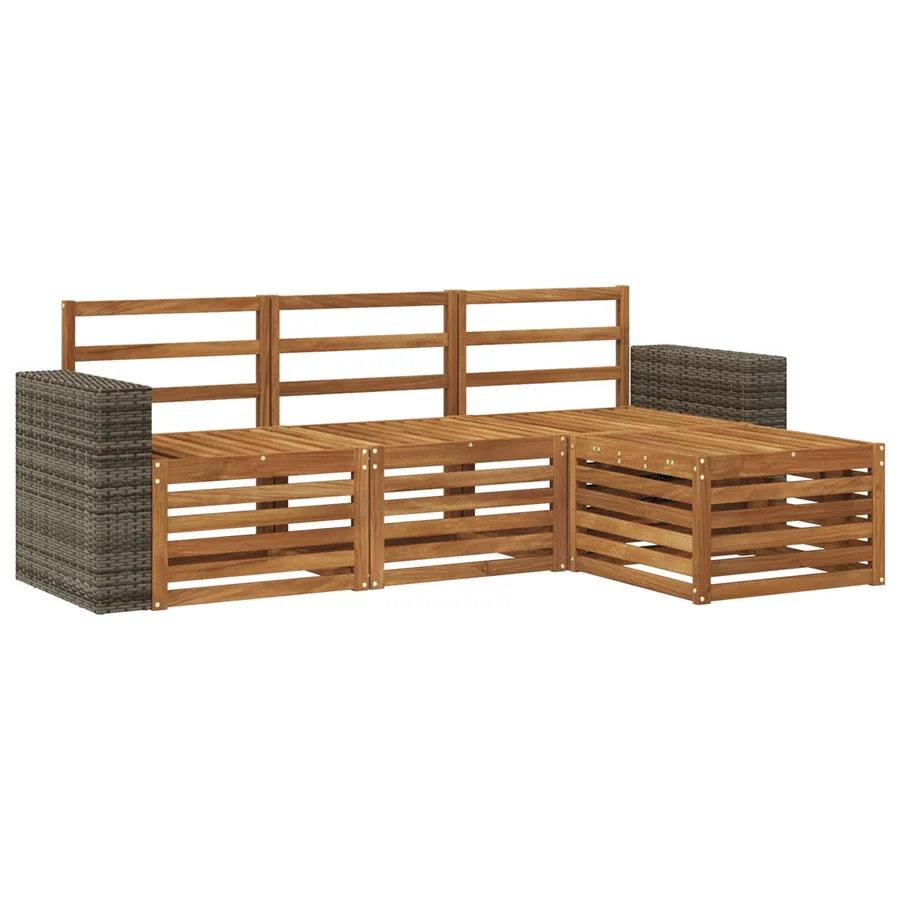 Ensemble de canapés d'extérieur 4 pcs Naturel - 2