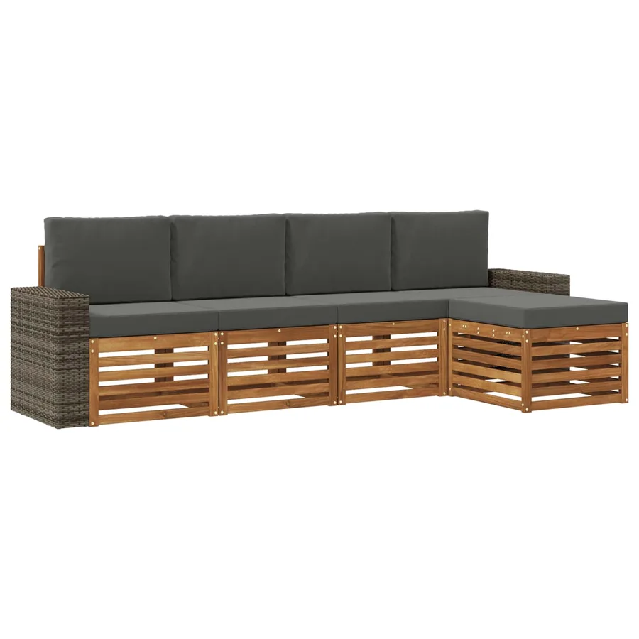 Ensemble de canapés d'extérieur 5 pcs Naturel et Anthracite - 2