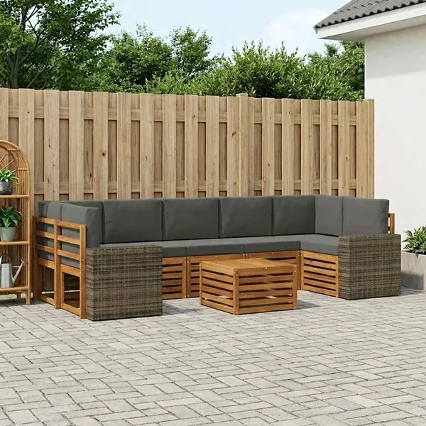 Ensemble de canapés d'extérieur 8 pcs Naturel et Anthracite