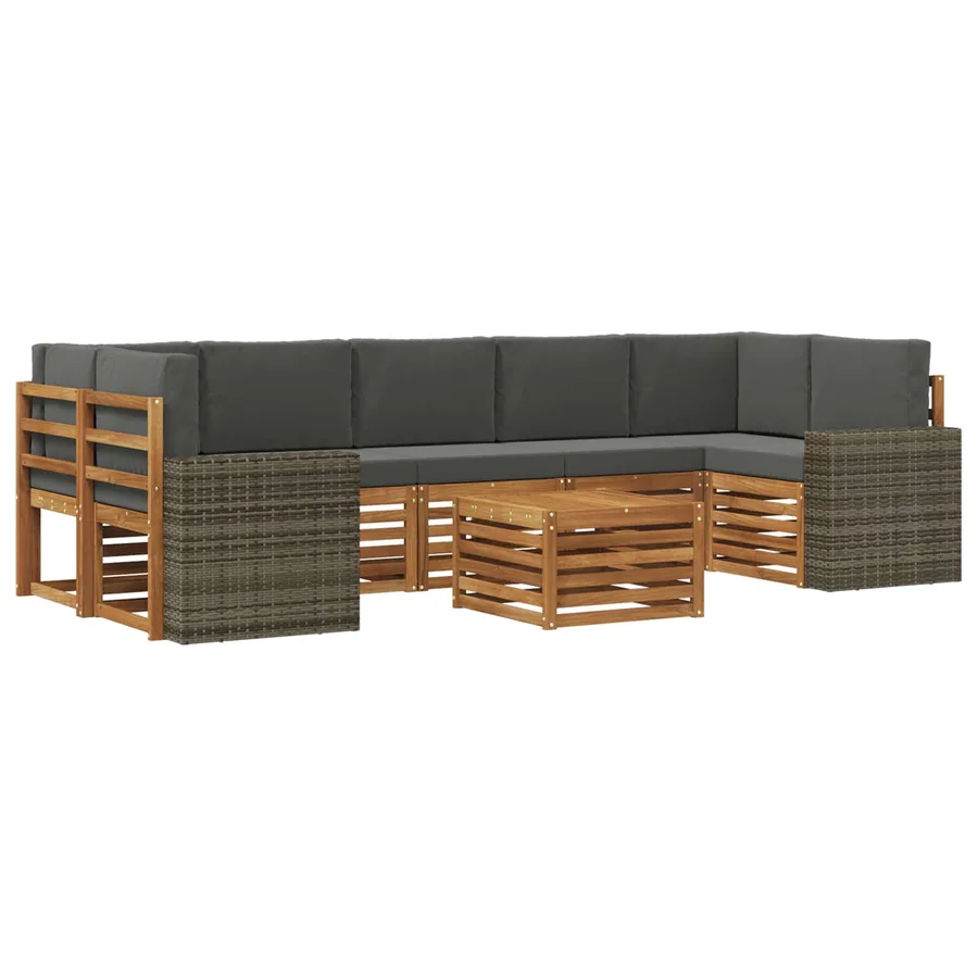 Ensemble de canapés d'extérieur 8 pcs Naturel et Anthracite - 2