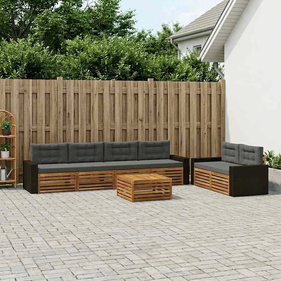 Ensemble de canapés d'extérieur 7 pcs Naturel et Anthracite