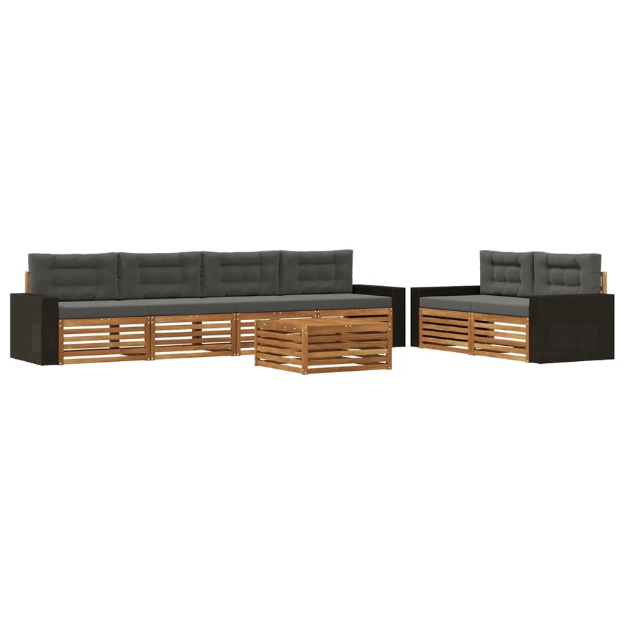 Ensemble de canapés d'extérieur 7 pcs Naturel et Anthracite - 2