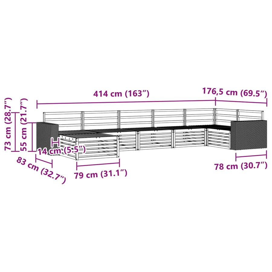 Ensemble de canapés d'extérieur 7 pcs Naturel - 9