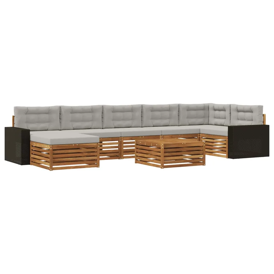 Ensemble de canapés d'extérieur 8 pcs Naturel et gris clair - 2