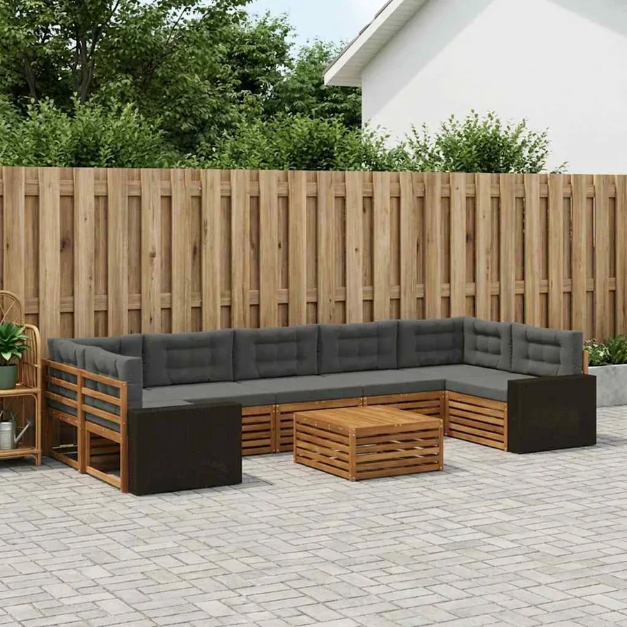 Ensemble de canapés d'extérieur 8 pcs Naturel et Anthracite