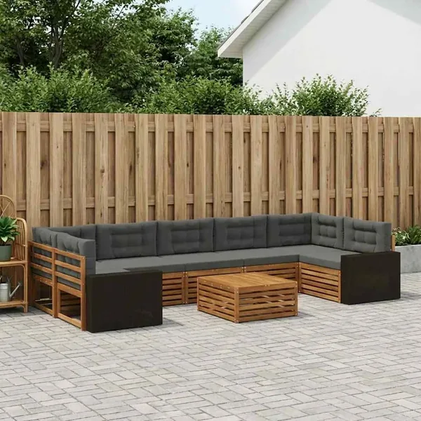 Ensemble de canapés d'extérieur 8 pcs Naturel et Anthracite
