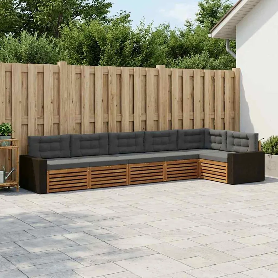 Ensemble de canapés d'extérieur 6 pcs Naturel et Anthracite