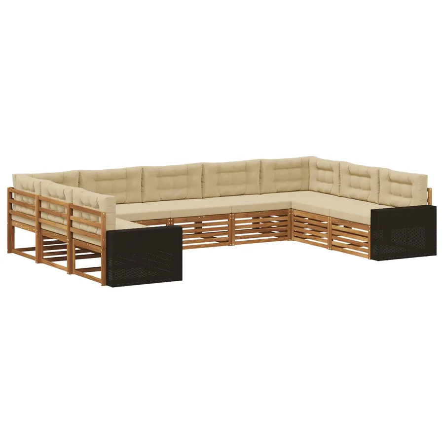 Ensemble de canapés d'extérieur 9 pcs Naturel et Beige - 2
