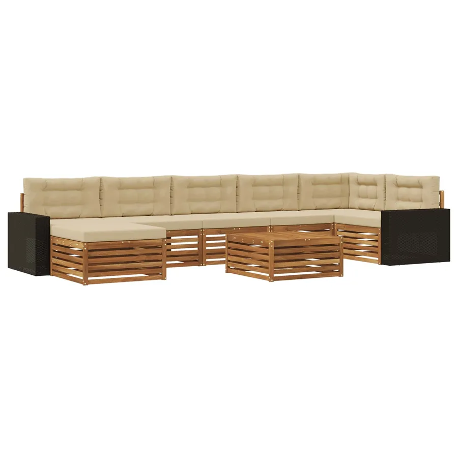 Ensemble de canapés d'extérieur 8 pcs Naturel et Beige - 2