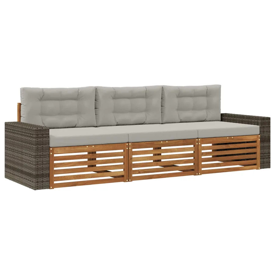Ensemble de canapés d'extérieur 3 pcs Naturel et gris clair - 2