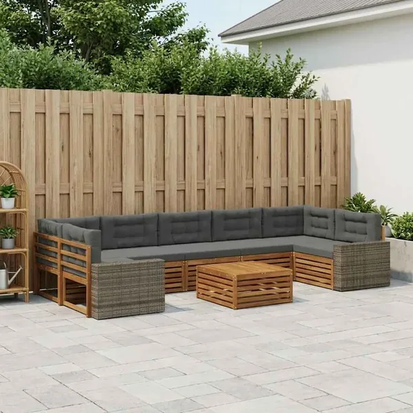 Ensemble de canapés d'extérieur 8 pcs Naturel et Anthracite