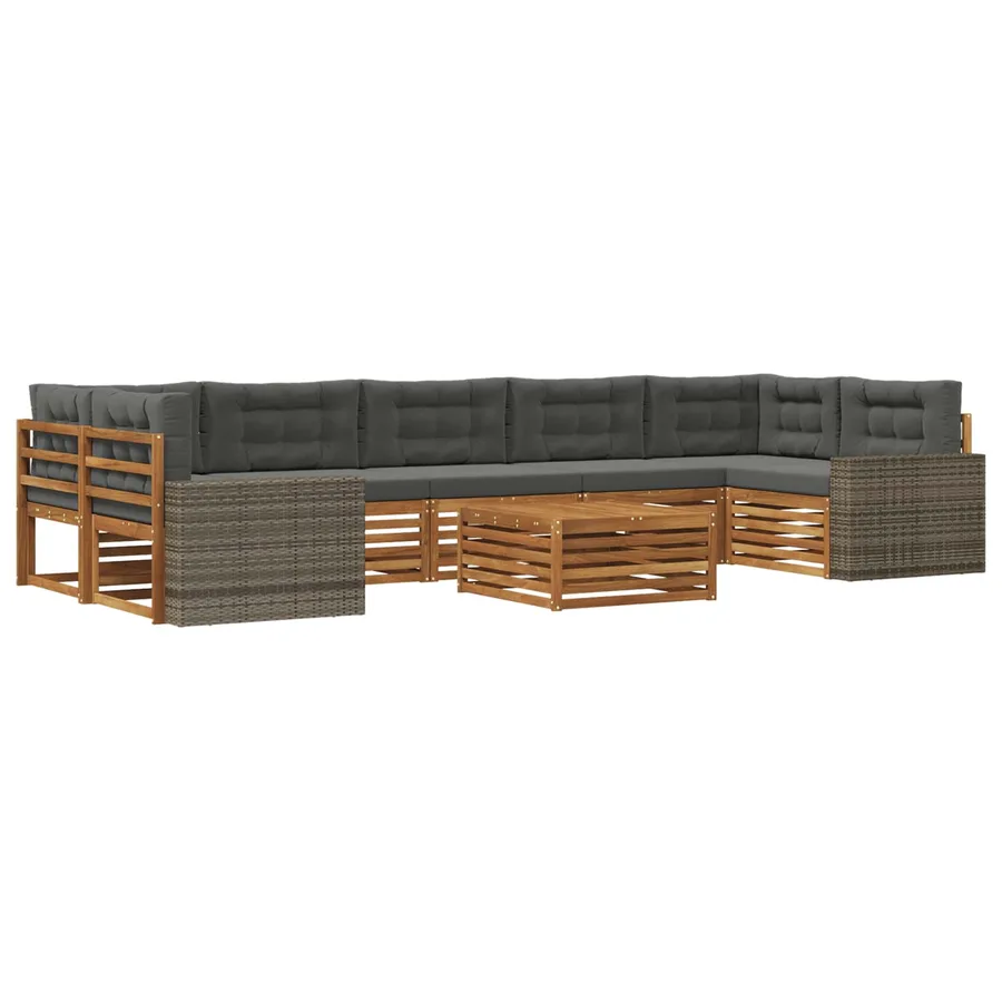 Ensemble de canapés d'extérieur 8 pcs Naturel et Anthracite - 2