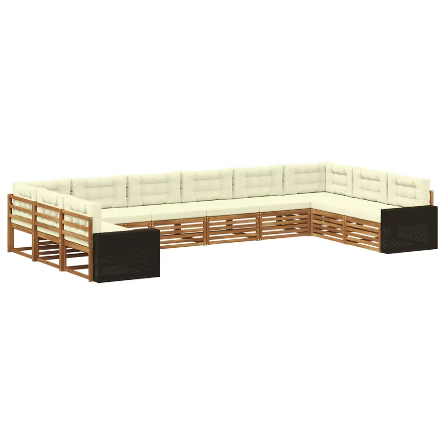 Ensembles de canapés avec coussin 10 pcs Bois d'Acacia Massif - 2