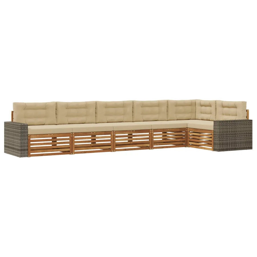 Ensemble de canapés d'extérieur 6 pcs Naturel et Beige - 2