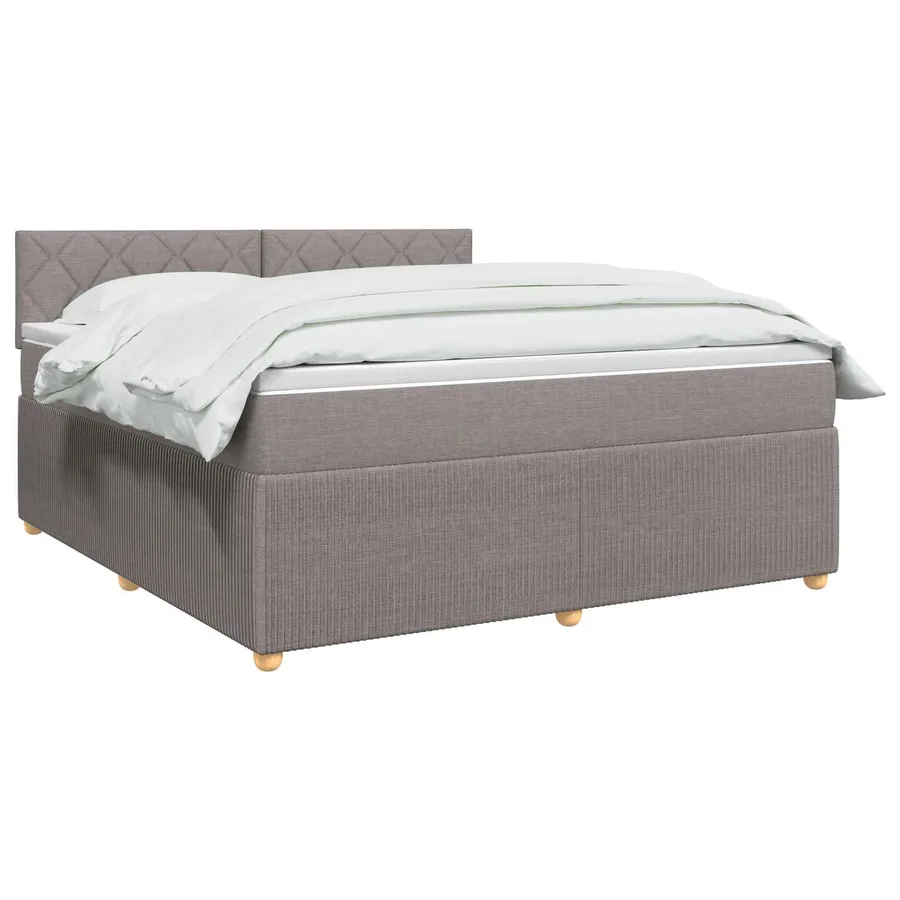 Lit boxspring avec matelas Taupe 160 x 200 cm Tissu - 2