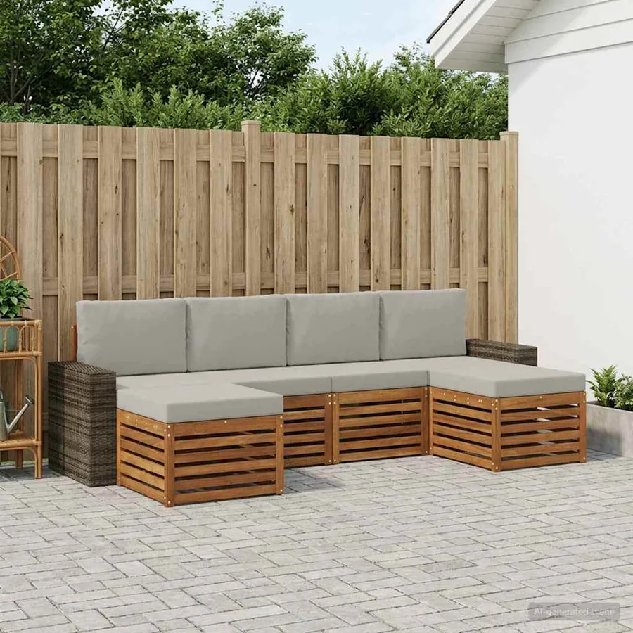 Ensembles de canapés avec coussin 6 pcs Naturel et gris clair