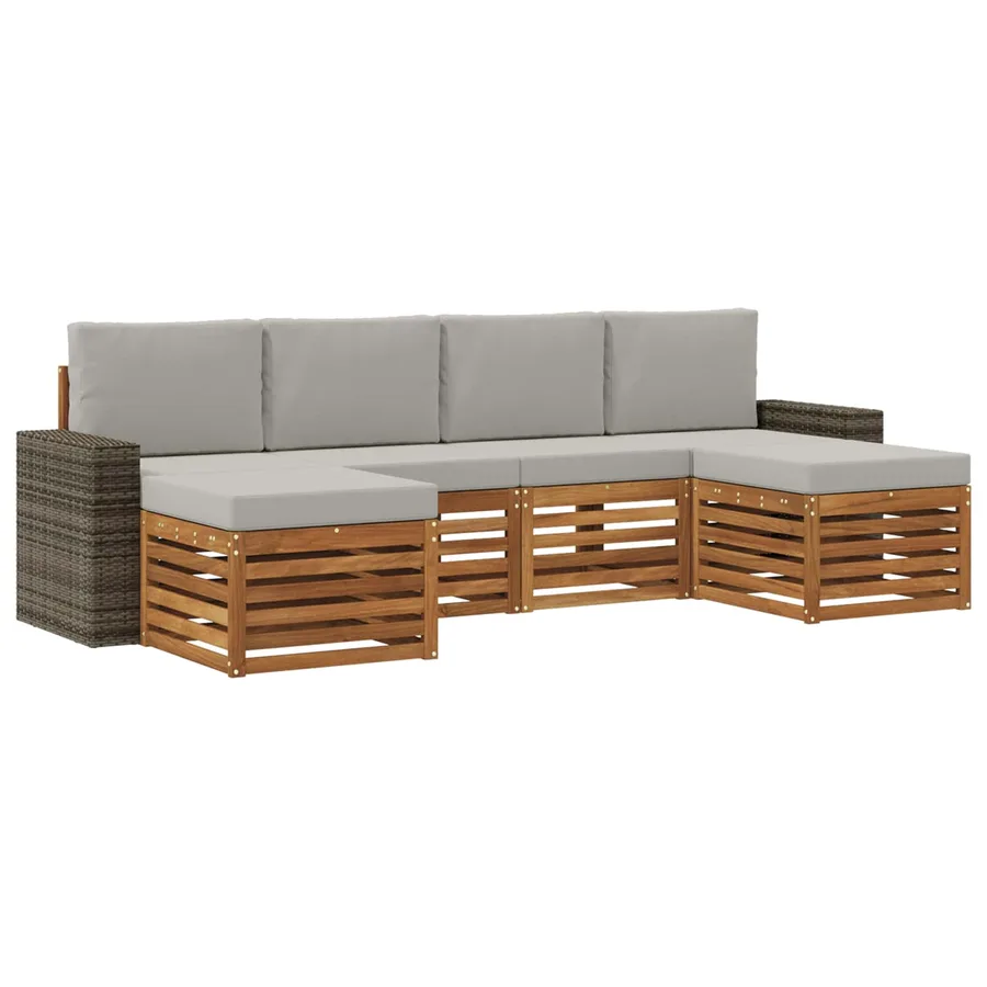 Ensembles de canapés avec coussin 6 pcs Naturel et gris clair - 2