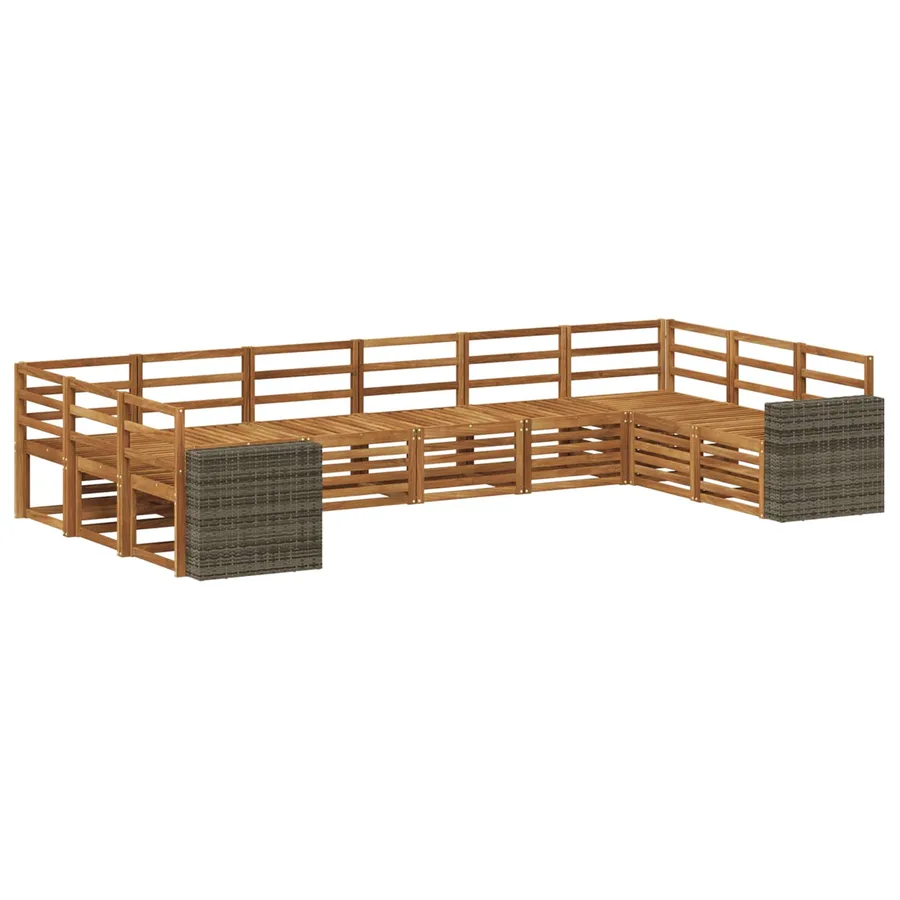 Ensemble de canapés d'extérieur 10 pcs Naturel - 2
