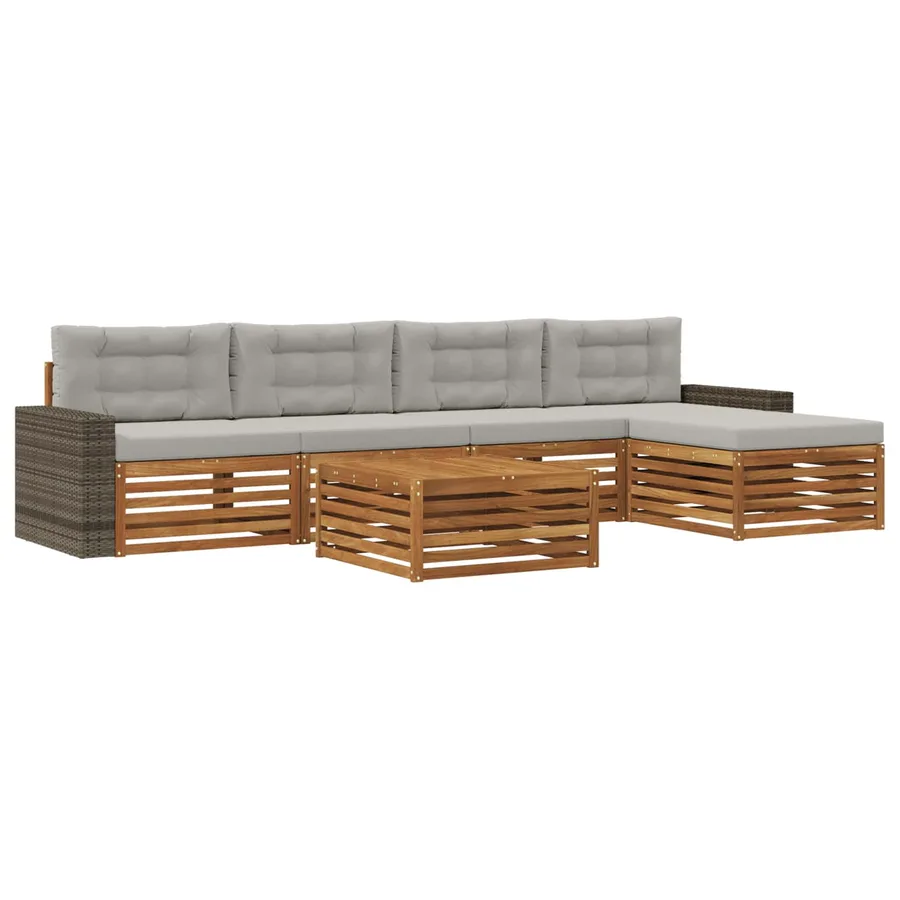 Ensemble de canapés d'extérieur 6 pcs Naturel et gris clair - 2