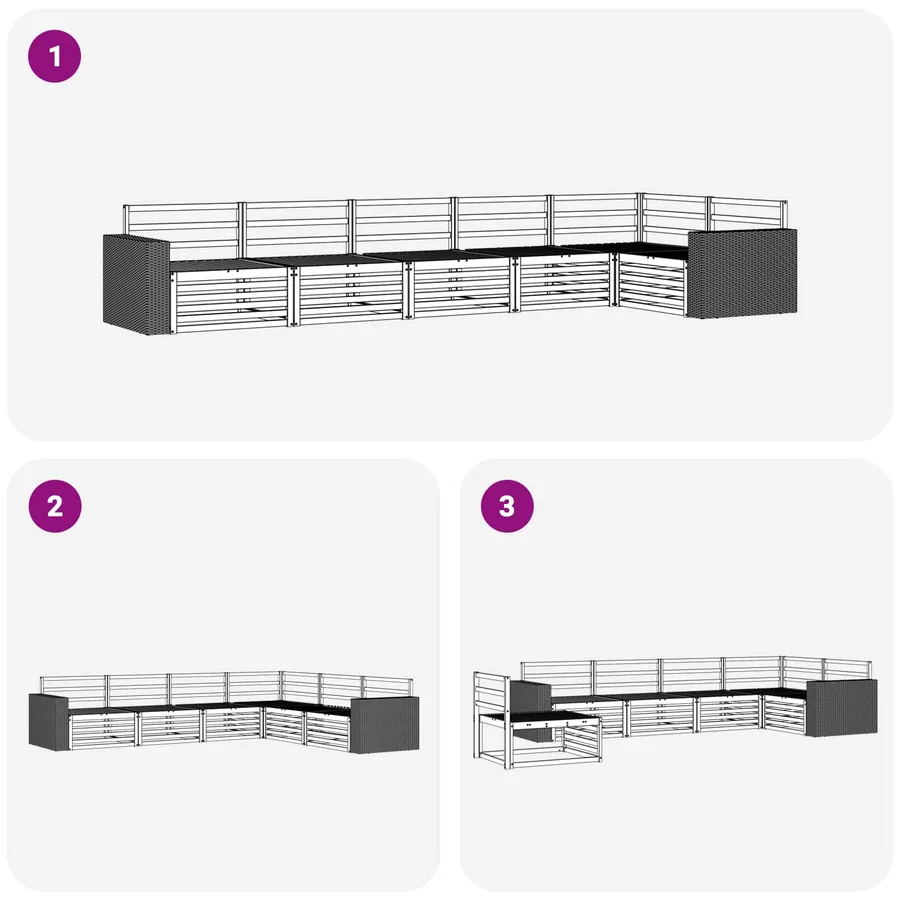 Ensemble de canapés d'extérieur 6 pcs Naturel - 6