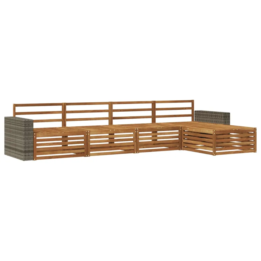 Ensemble de canapés d'extérieur 5 pcs Naturel - 2