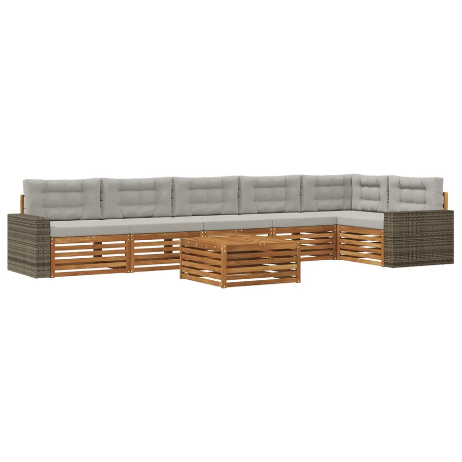 Ensemble de canapés d'extérieur 7 pcs Naturel et gris clair - 2