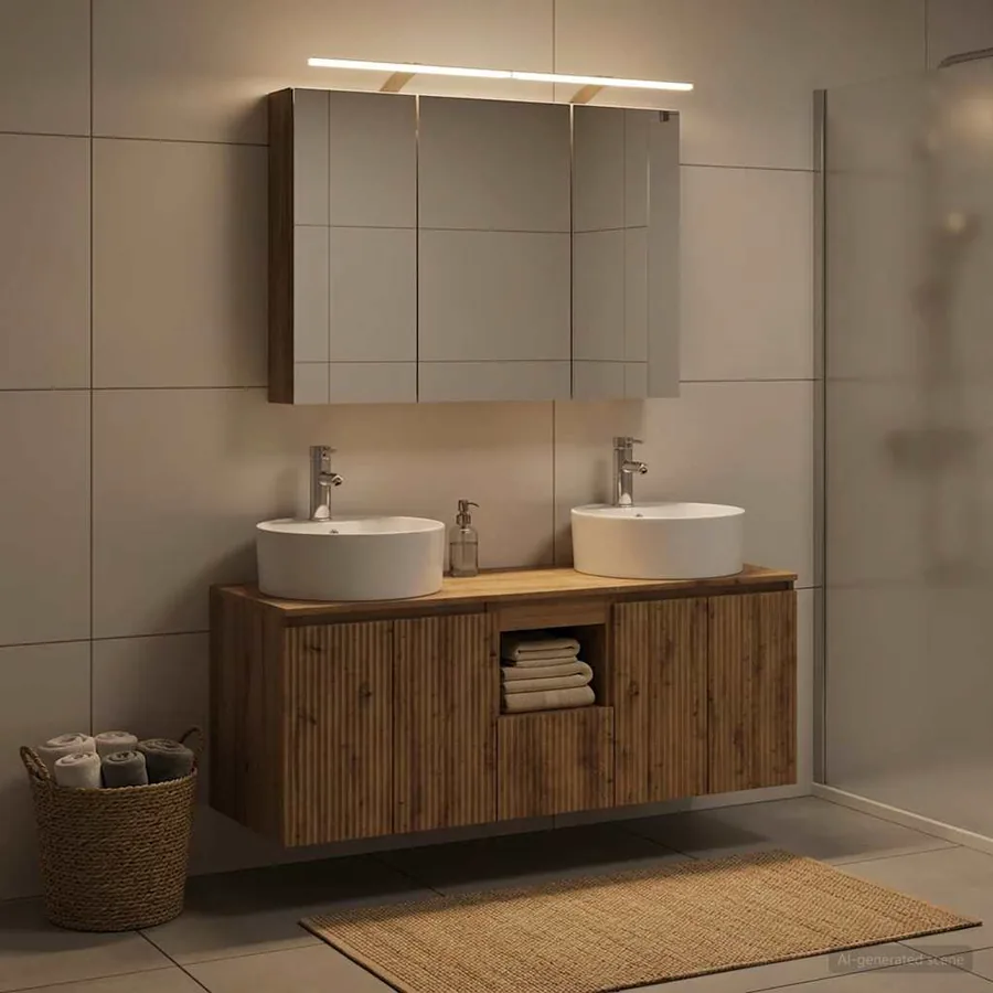 Ensemble d'armoire de salle de bain 4 pc Chêne artisanal