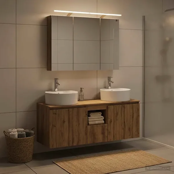 Ensemble d'armoire de salle de bain 4 pc Chêne artisanal