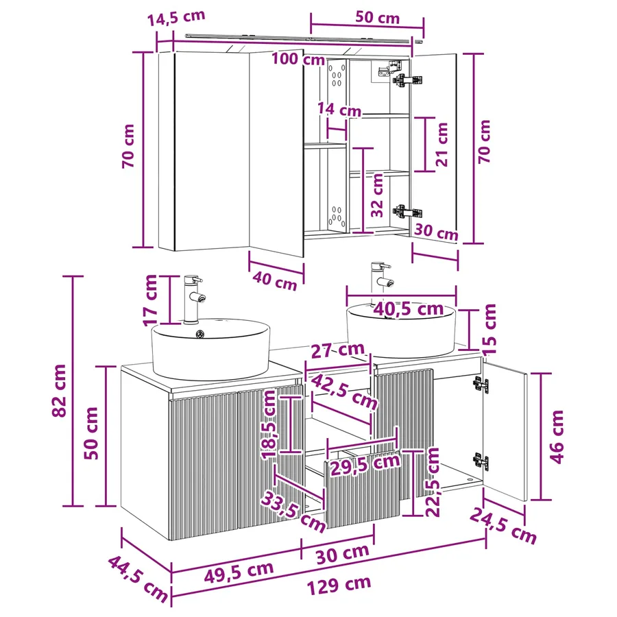 Ensemble d'armoire de salle de bain 4 pc Chêne artisanal - 14
