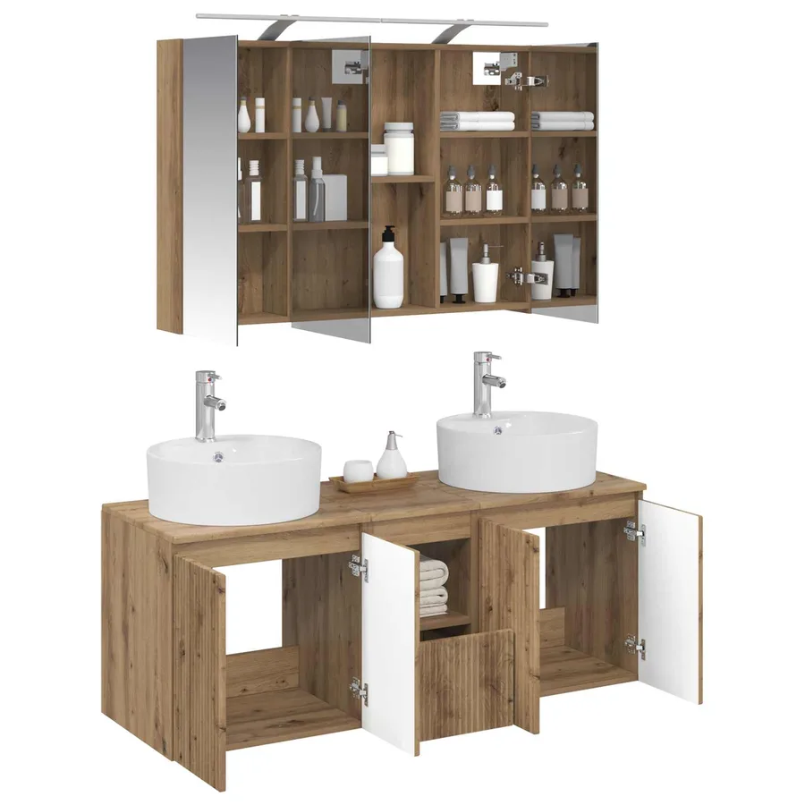 Ensemble d'armoire de salle de bain 4 pc Chêne artisanal - 3