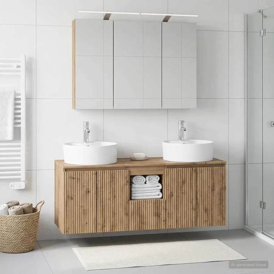 Ensemble d'armoire de salle de bain 4 pc Chêne artisanal - 4
