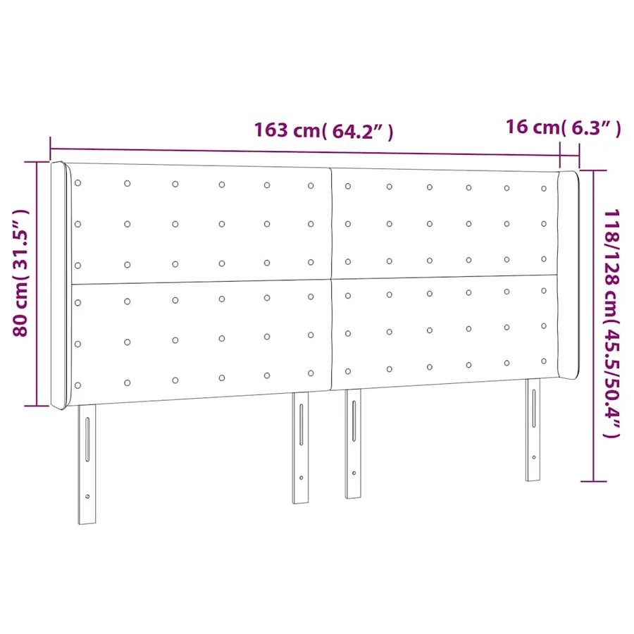 Tête de lit à LED Bleu foncé 163x16x118/128 cm Velours - 7