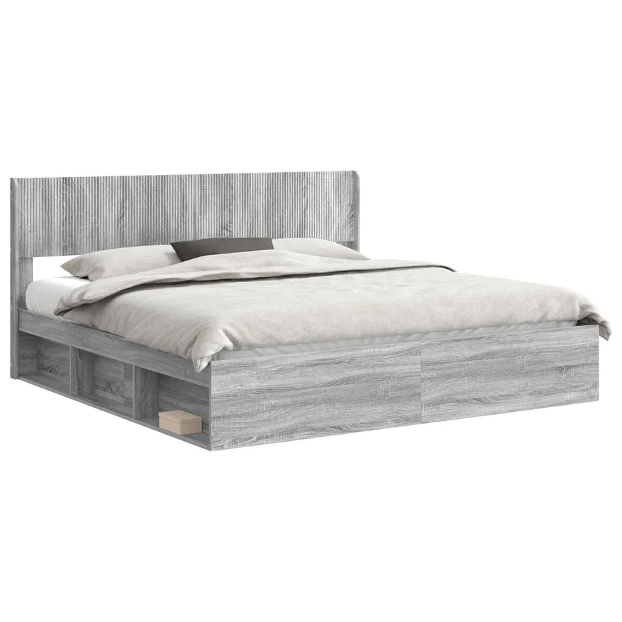Cadre de lit avec rangement et tête de lit 2 pc - 2