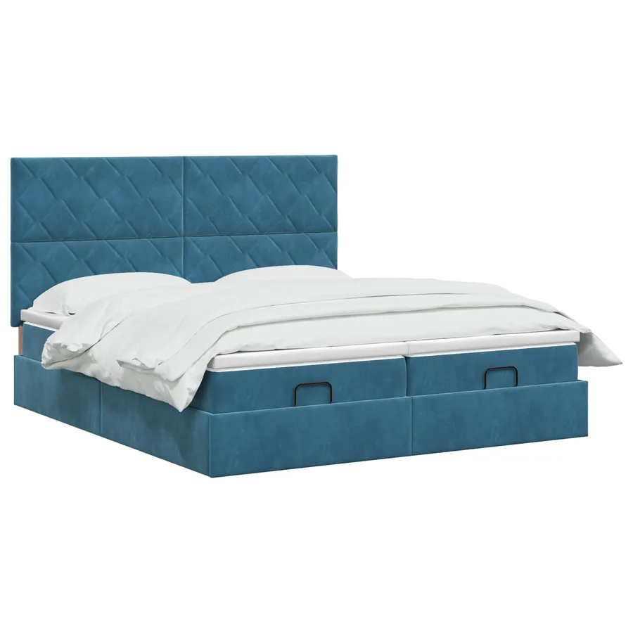 Lit ottoman avec matelas 2 pc Bleu foncé Velours - 2