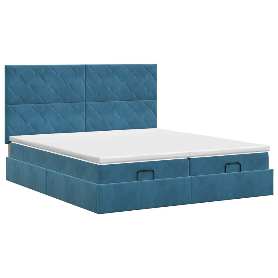 Lit ottoman avec matelas 2 pc Bleu foncé Velours - 4