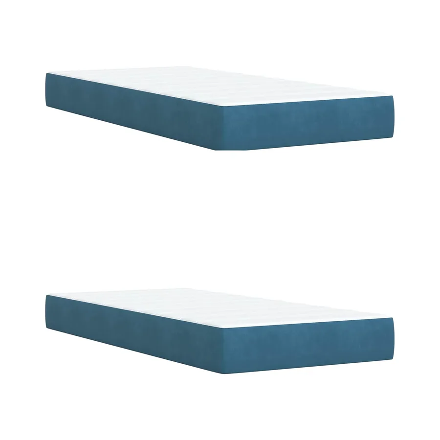 Lit ottoman avec matelas 2 pc Bleu foncé Velours - 6