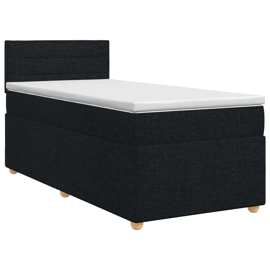Lit boxspring avec matelas Noir 90 x 200 cm Tissu