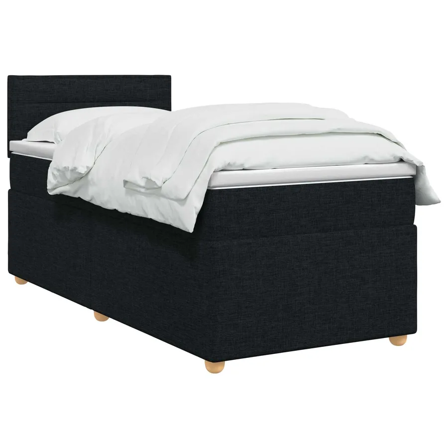 Lit boxspring avec matelas Noir 90 x 200 cm Tissu - 2