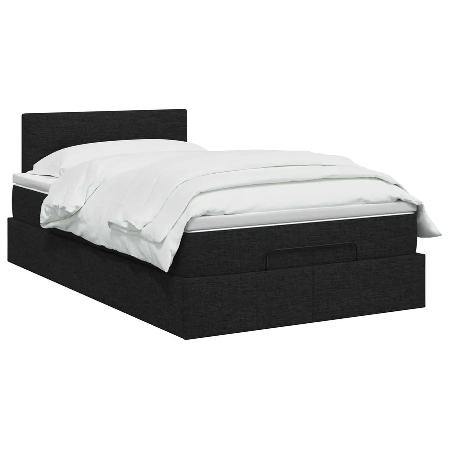 Lit ottoman avec matelas Noir 120 x 190 cm Tissu - 2