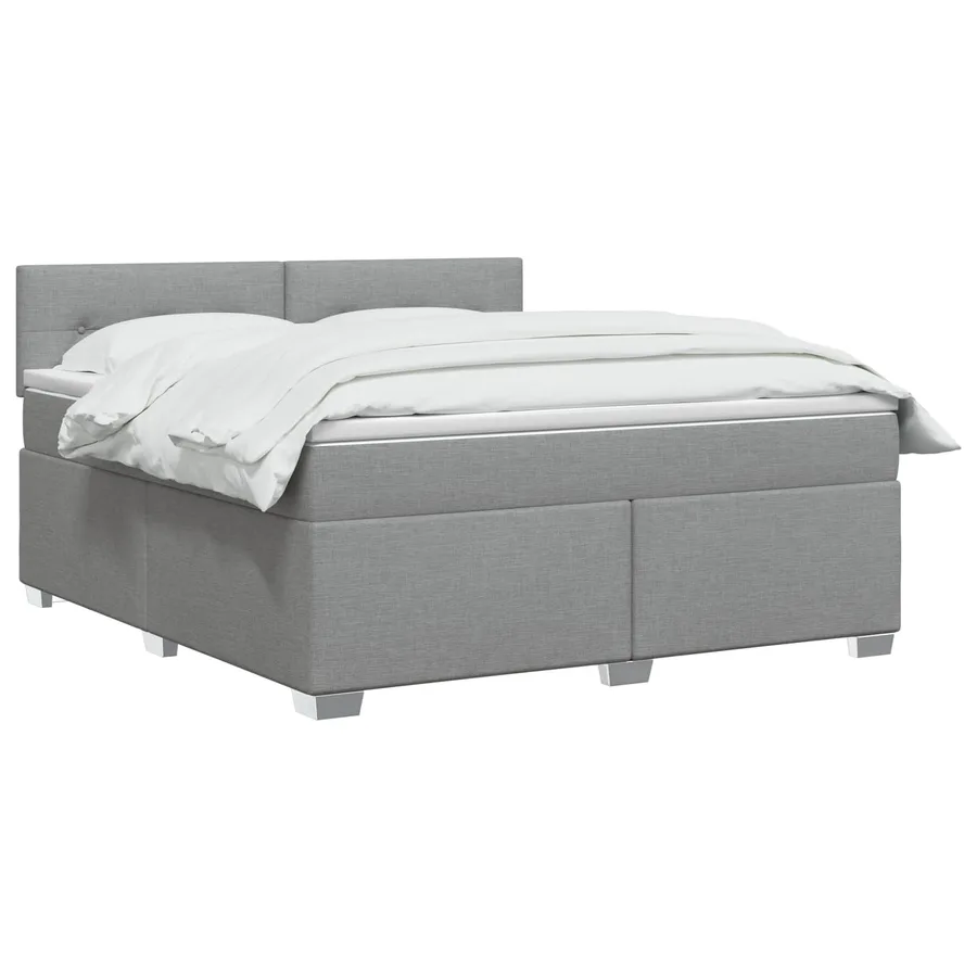 Lit boxspring avec matelas Gris clair 140 x 190 cm Tissu - 2