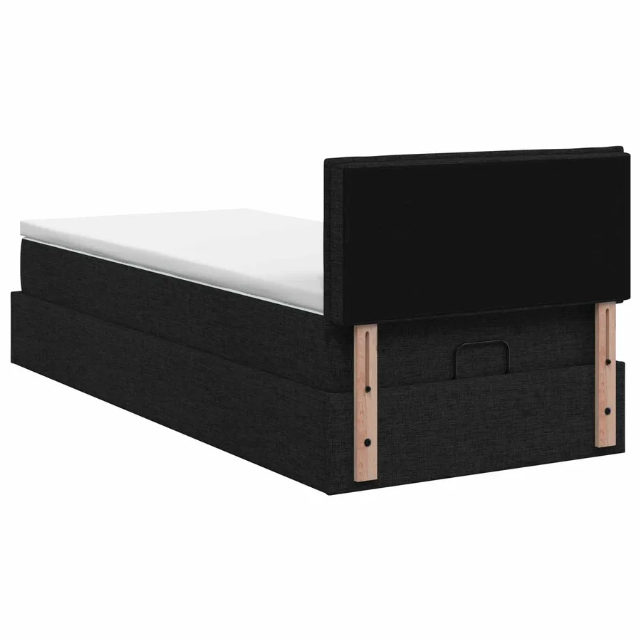 Lit ottoman avec matelas Noir 100 x 200 cm Tissu - 8