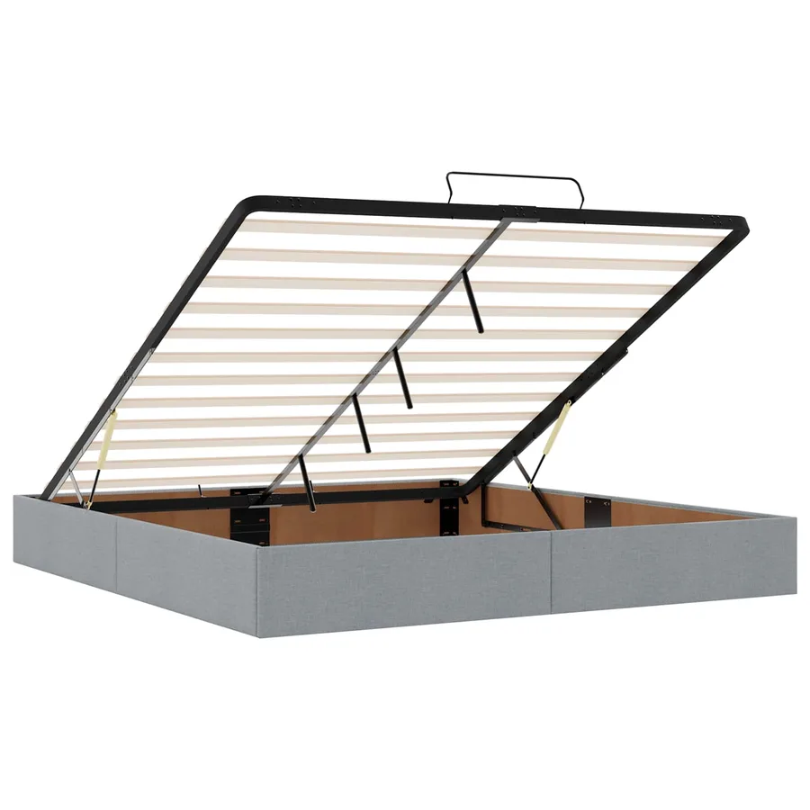 Lit ottoman avec matelas Gris clair 200 x 200 cm Tissu - 4